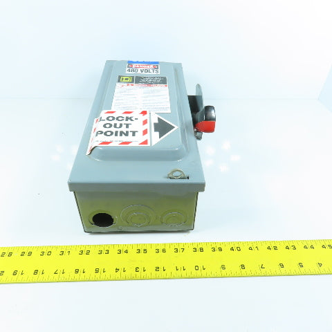 Square D HU361 30A Non-Fusible Heavy Duty Safety Disconnect Switch 600V AC/DC