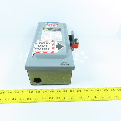 Square D HU361 30A Non-Fusible Heavy Duty Safety Disconnect Switch 600V AC/DC