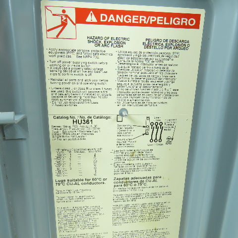 Square D HU361 30A Non-Fusible Heavy Duty Safety Disconnect Switch 600V AC/DC