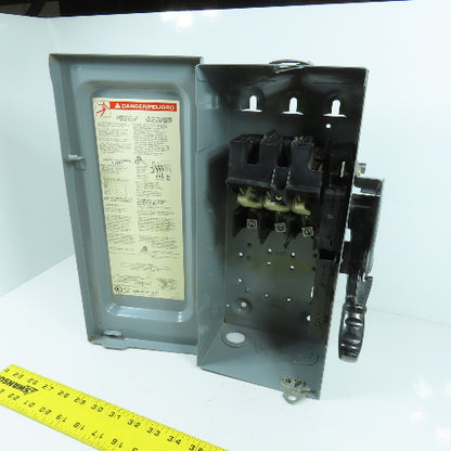 Square D HU361 30A Non-Fusible Heavy Duty Safety Disconnect Switch 600V AC/DC