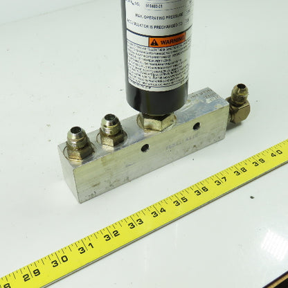 Parker A2N0010D435K HYDROLIC ACCUMULATOR 3000PSI Max Charged 300PSI w/Manifold