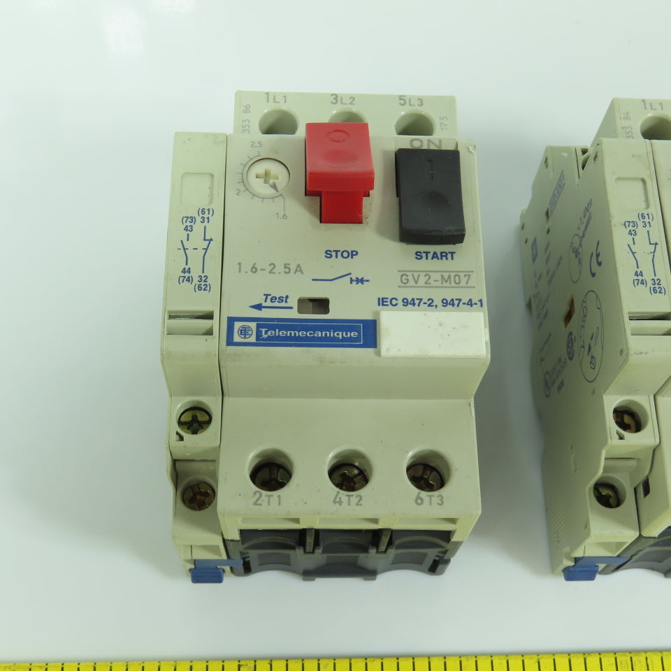 Telemecanique GV2-M07 Motor Protector Circuit Breaker 1.6-2.5A Trip 1.5HP Lot/7