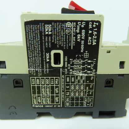 Telemecanique GV2-M07 Motor Protector Circuit Breaker 1.6-2.5A Trip 1.5HP Lot/7