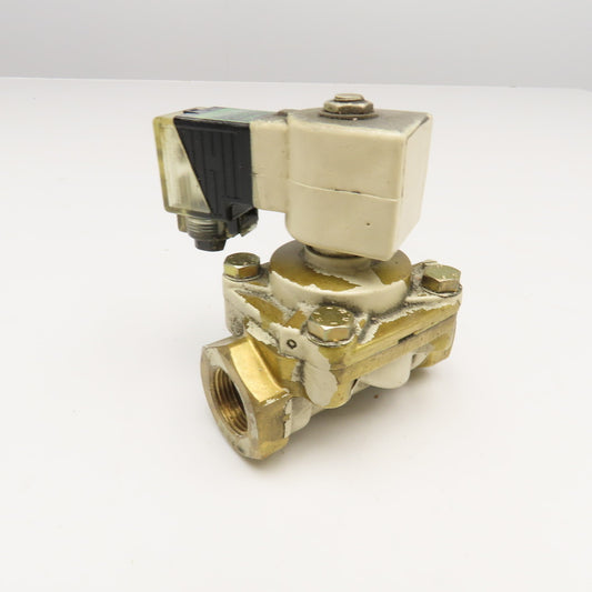 3/4" NPT Brass Solenoid Operated Valve 110V AC/DC Coil