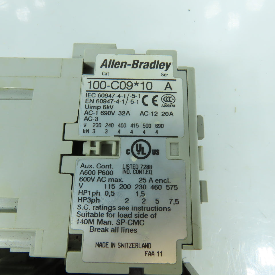 Allen Bradley 100-C09*10 600V Contactor 120V Coil W/193-EEDB Overload Relay