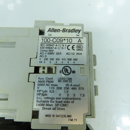 Allen Bradley 100-C09*10 600V Contactor 120V Coil W/193-EEDB Overload Relay