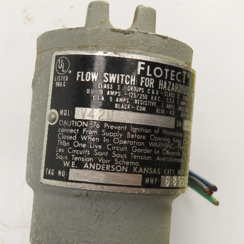 Flotect V420 Flow Switch For Hazardous Locations 1000 PSI 4" Pipe Coupling