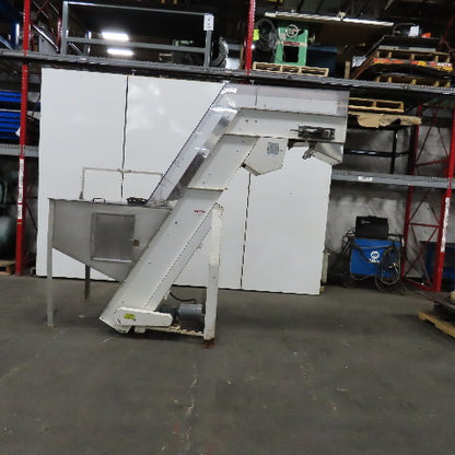 American Machine Works 12" x 112" Incline Elevator Discharge Conveyor 30FPM 3Ph