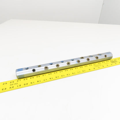 Pamark 16 Port Pneumatic Bar Manifold Aluminum Blue 18-1/2" OAL 1/4" NPT