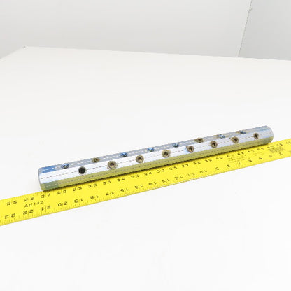 Pamark 16 Port Pneumatic Bar Manifold Aluminum Blue 18-1/2" OAL 1/4" NPT