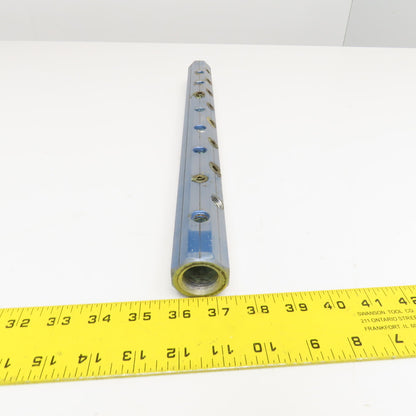 Pamark 16 Port Pneumatic Bar Manifold Aluminum Blue 18-1/2" OAL 1/4" NPT
