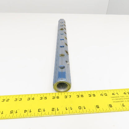 Pamark 16 Port Pneumatic Bar Manifold Aluminum Blue 18-1/2" OAL 1/4" NPT