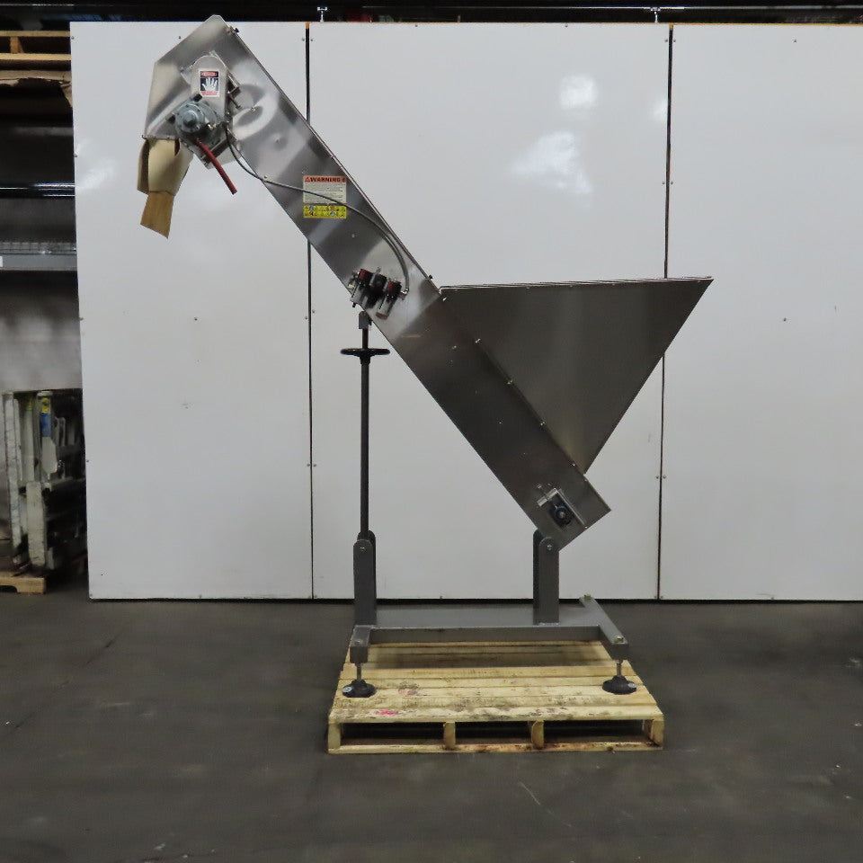 Kaps-All FS-BX 8" x 84" Belt Hopper Bulk Parts Pneumatic Elevator Conveyor