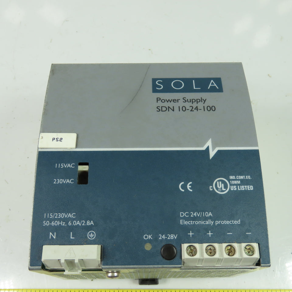 SOLA SDN 10-24-100 Power Supply 115/230VAC 24VDC 10A