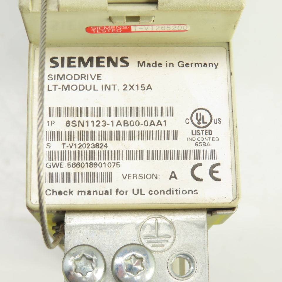 Siemens 6SN1118-0DK21-0AA1 Ver B Simodrive 6SN1123-1AB00-0AA1 LT Modul Int 2X15A