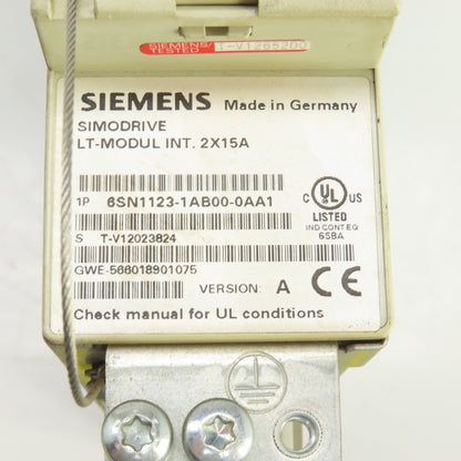 Siemens 6SN1118-0DK21-0AA1 Ver B Simodrive 6SN1123-1AB00-0AA1 LT Modul Int 2X15A