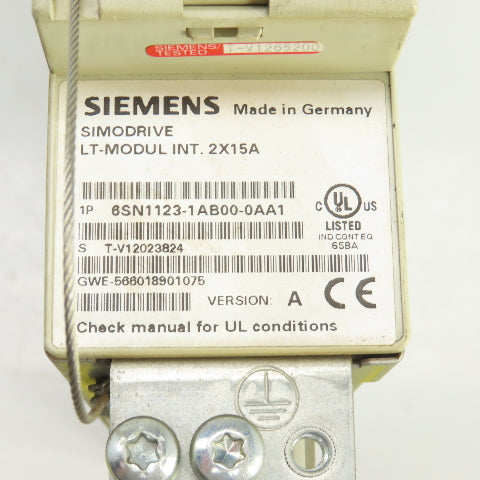 Siemens 6SN1118-0DK21-0AA1 Ver B Simodrive 6SN1123-1AB00-0AA1 LT Modul Int 2X15A