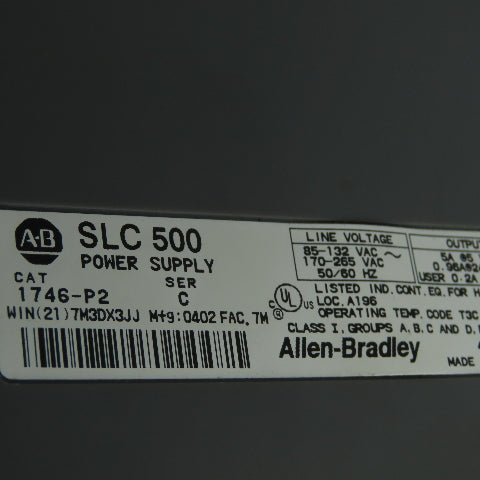 Allen Bradley SLC 500 Power Supply 10 Slot Chassis Rack Ser C