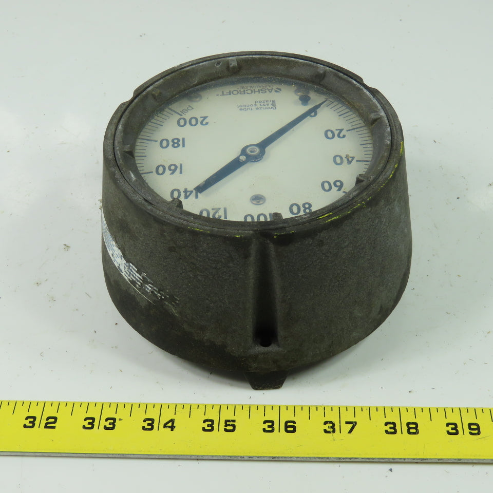 Ashcroft 200PSI Duragauge Pressure Gauge Back Mount Bronze Tube Brass Socket