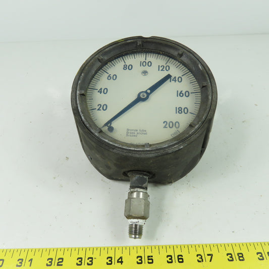 Ashcroft 200PSI Duragauge Pressure Gauge Back Mount Bronze Tube Brass Socket