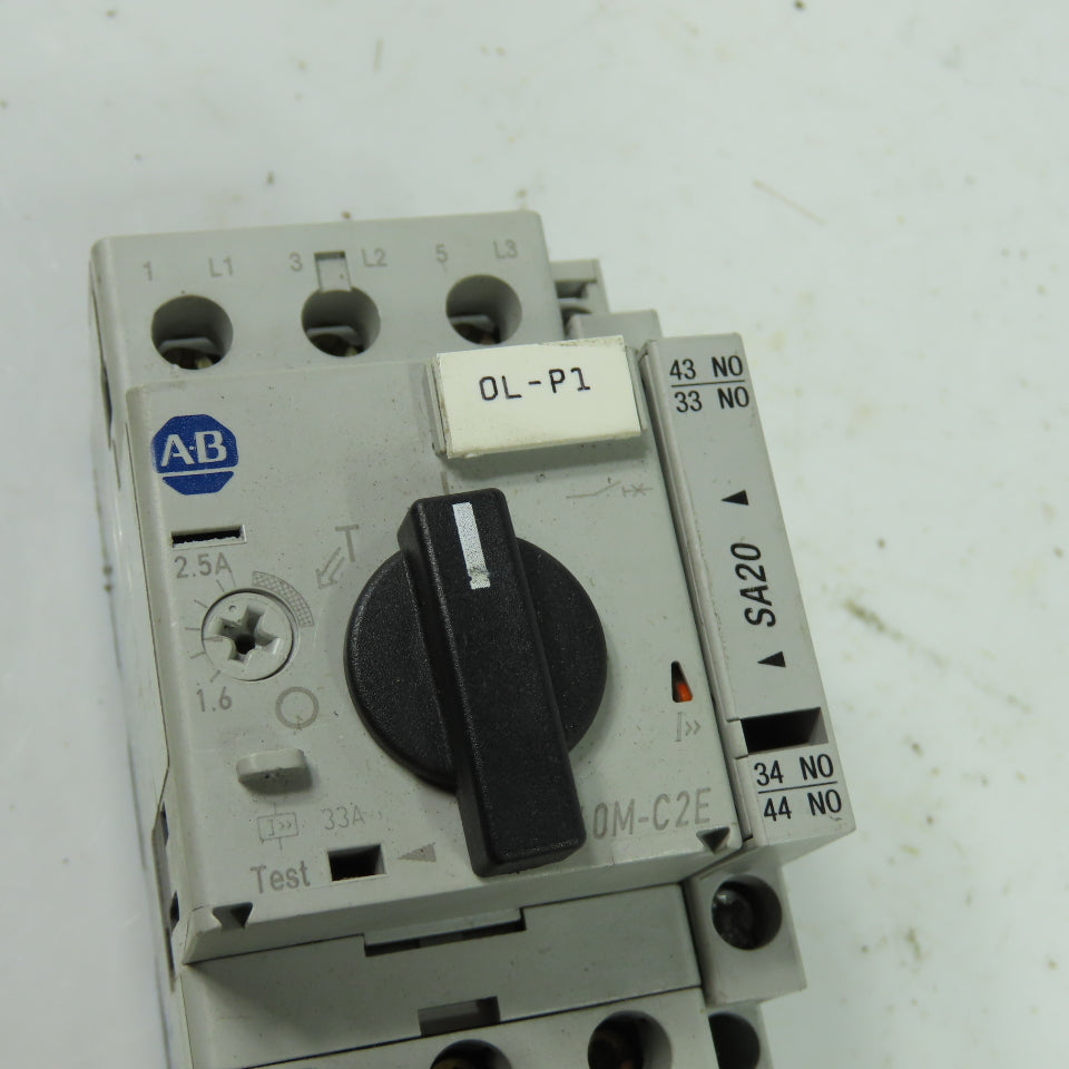 Allen Bradley 140M-C2E-B25 Ser B Motor Protector Circuit Breaker W/140M-C-A 2.5A