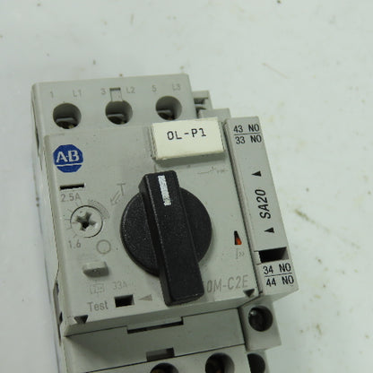 Allen Bradley 140M-C2E-B25 Ser B Motor Protector Circuit Breaker W/140M-C-A 2.5A