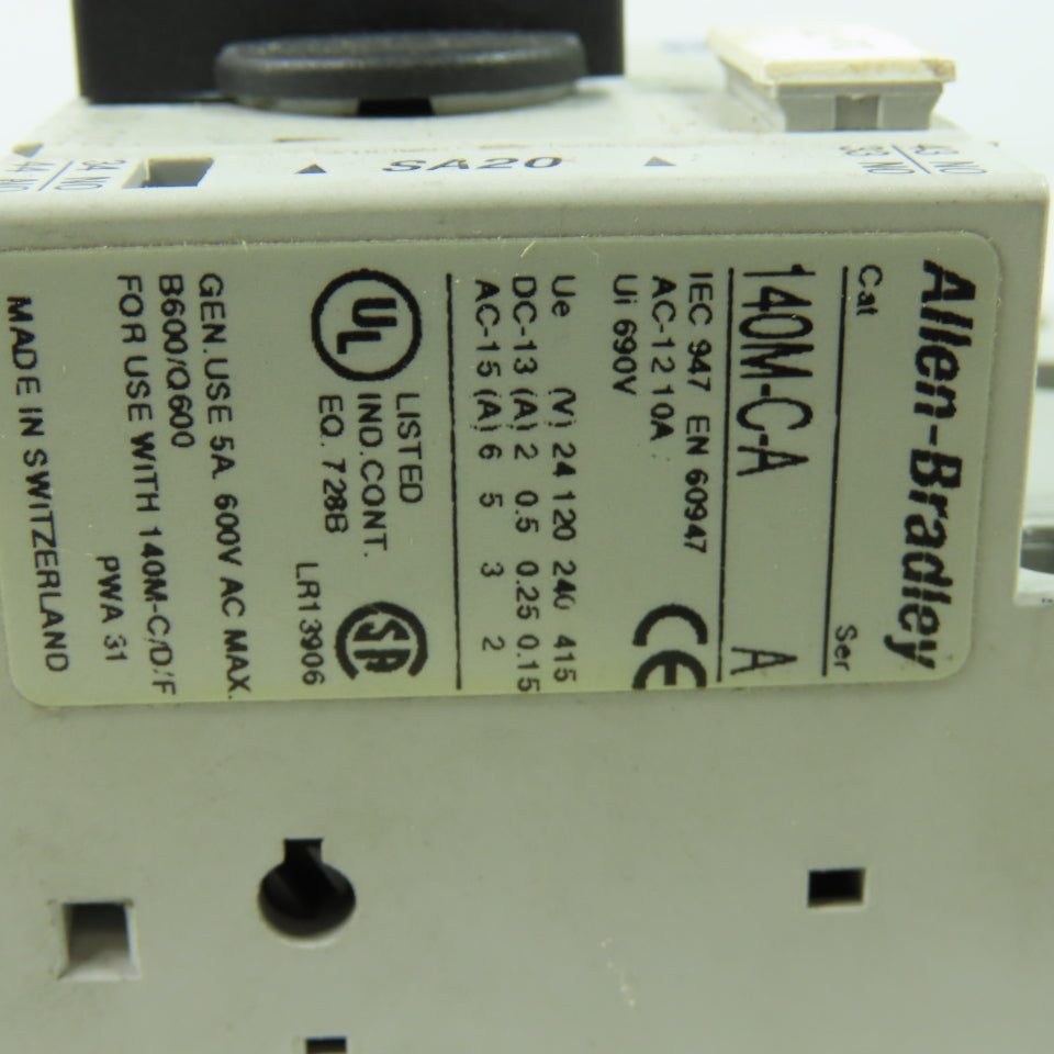 Allen Bradley 140M-C2E-B25 Ser B Motor Protector Circuit Breaker W/140M-C-A 2.5A