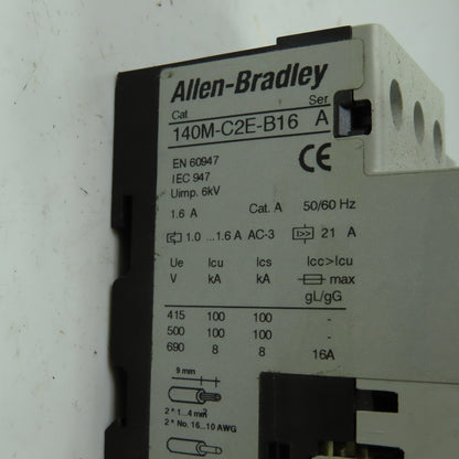 Allen Bradley 140M-C2E-B16 Ser A Motor Protector Circuit Breaker W/140M-C-A 1.6A