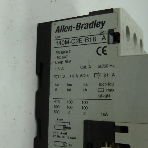 Allen Bradley 140M-C2E-B16 Ser A Motor Protector Circuit Breaker W/140M-C-A 1.6A