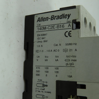 Allen Bradley 140M-C2E-B16 Ser A Motor Protector Circuit Breaker W/140M-C-A 1.6A