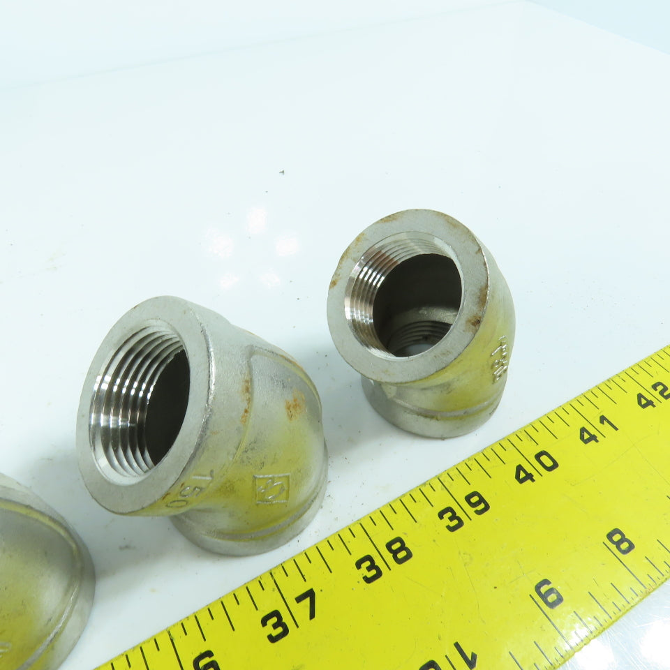 1" NPT Female 304 Stainless Steel Pipe Elbow 45° Lot Of 6
