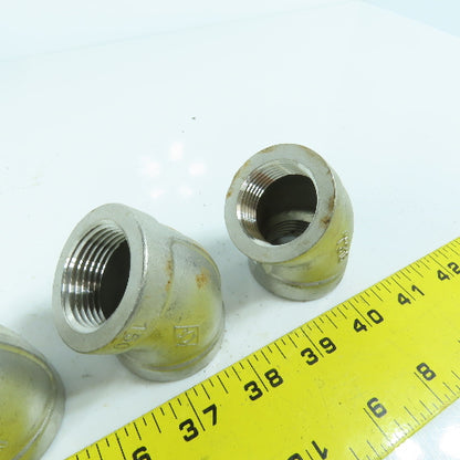 1" NPT Female 304 Stainless Steel Pipe Elbow 45° Lot Of 6