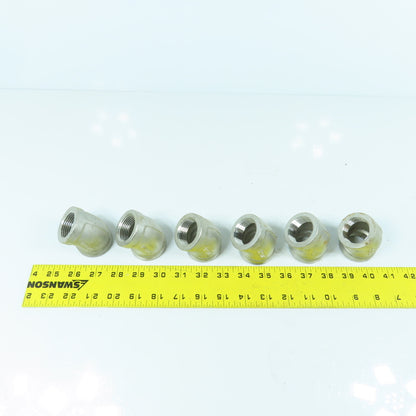 1" NPT Female 304 Stainless Steel Pipe Elbow 45° Lot Of 6