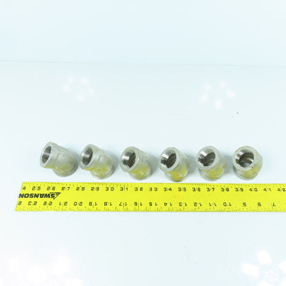 1" NPT Female 304 Stainless Steel Pipe Elbow 45° Lot Of 6