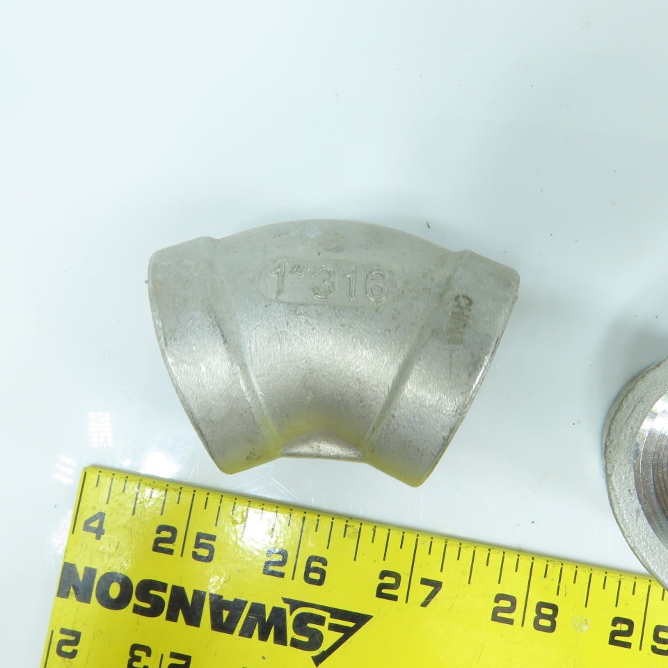 1" NPT Female 304 Stainless Steel Pipe Elbow 45° Lot Of 6