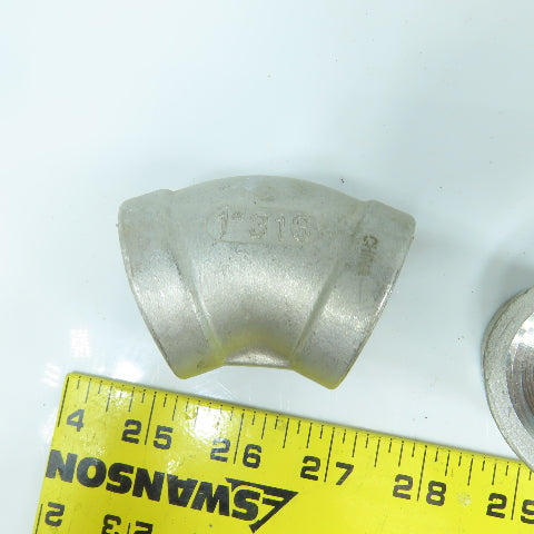 1" NPT Female 304 Stainless Steel Pipe Elbow 45° Lot Of 6