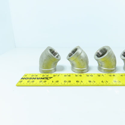 1" NPT Female 304 Stainless Steel Pipe Elbow 45° Lot Of 6