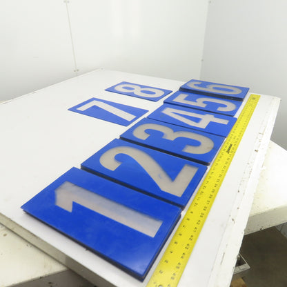 14" x 7-1/2" Plastic Marquee Numbers On Plexiglass 1 To 8 Lot Of 44