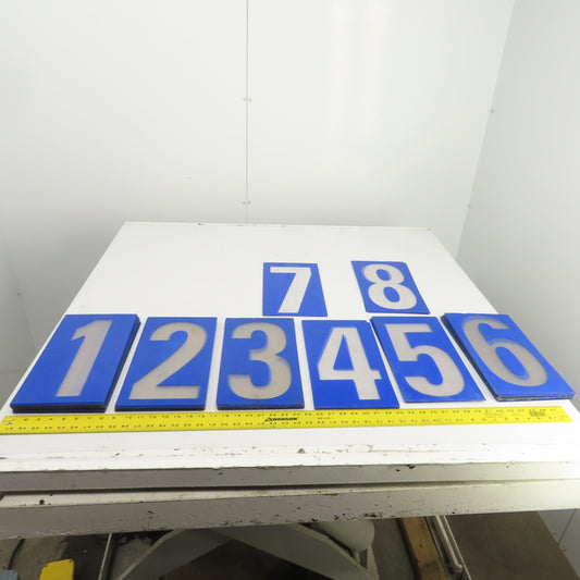 14" x 7-1/2" Plastic Marquee Numbers On Plexiglass 1 To 8 Lot Of 44