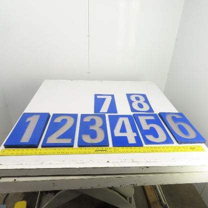 14" x 7-1/2" Plastic Marquee Numbers On Plexiglass 1 To 8 Lot Of 44