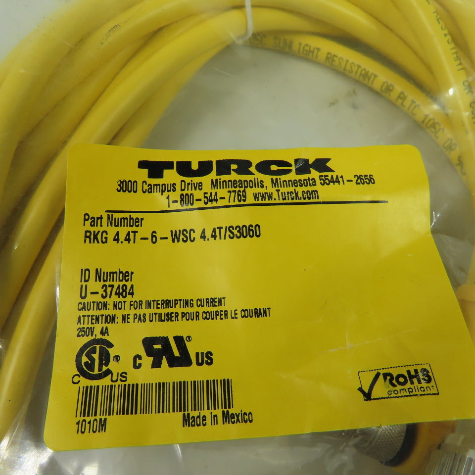 RKG 4.4T-6-WSC 4.4T/S3060 Cordset Cable Straight Female to Right Angle Male