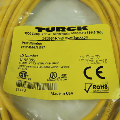 PKW 4M-6/S1587 U-56395 Cordset Cable Right Angle Female To Cut End 4 Wire