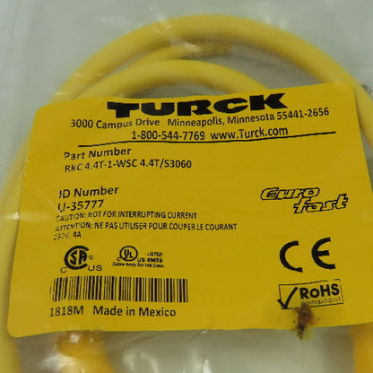 RKC 4.4T-1-WSC 4.4T/S3060 Cordset Cable Right Angle Male To Straight Female