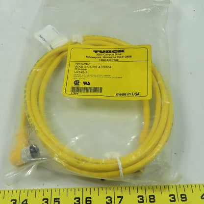 3T-2-RS 4T/S634 U2249-3 Cordset Cable Right Angle Female To Straight Male 3Wire
