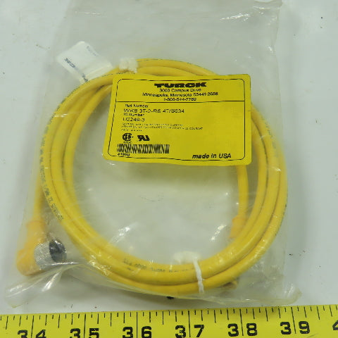 3T-2-RS 4T/S634 U2249-3 Cordset Cable Right Angle Female To Straight Male 3Wire