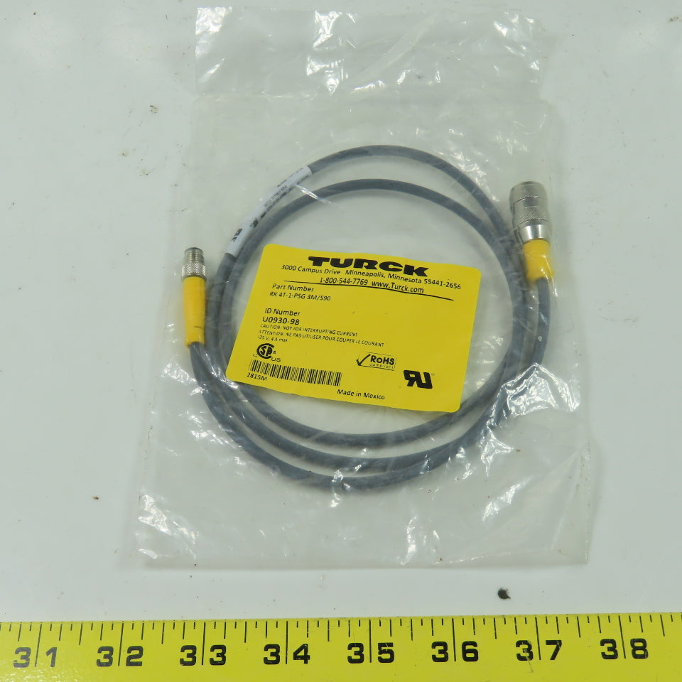 RK 4T-1-PSG 3M/S90 U0930-98 Cordset Cable Straight Female Plug to Straight Male