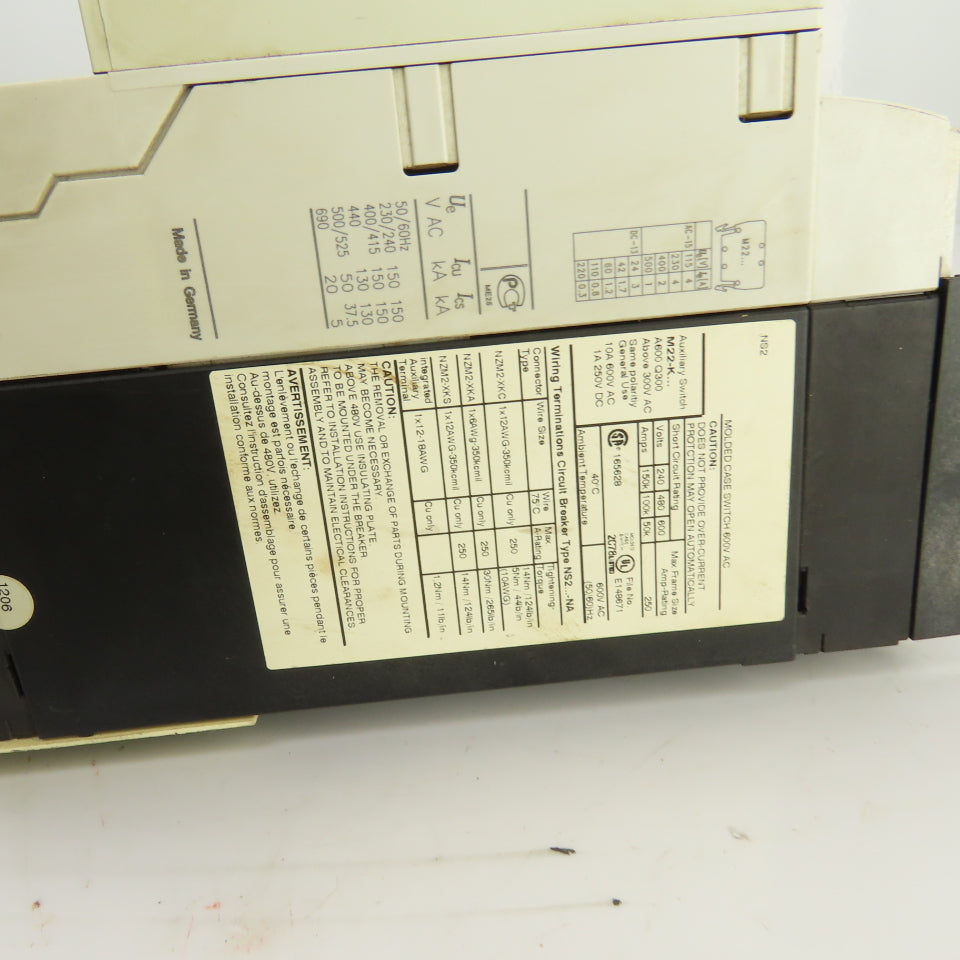Eaton NS 2-250-NA 250A Circuit Breaker Rotary Safety Disconnect 3-Pole 600V AC