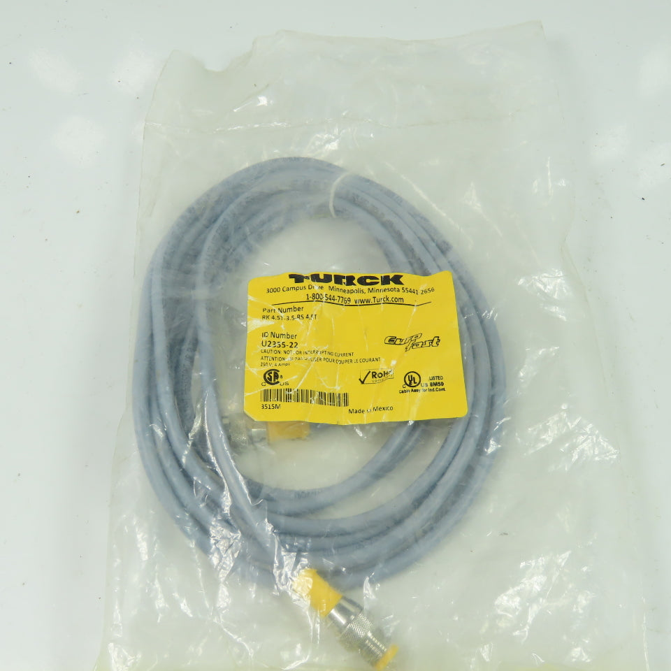 RK 4.5T-3.5-RS 4.5T U2355-22 Cordset Cable Straight Male to Straight Female 5W