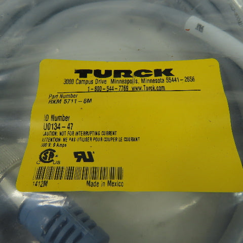 RKM 5711-6M U0134-47 Cordset Cable Straight Female To Cut End 5pin 300V 4A