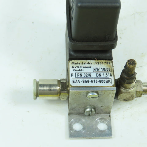 AVS Romer EAV-S56-A15-600BK E22-230/50-MO Pneumatic Solenoid Valve 230V 50HZ